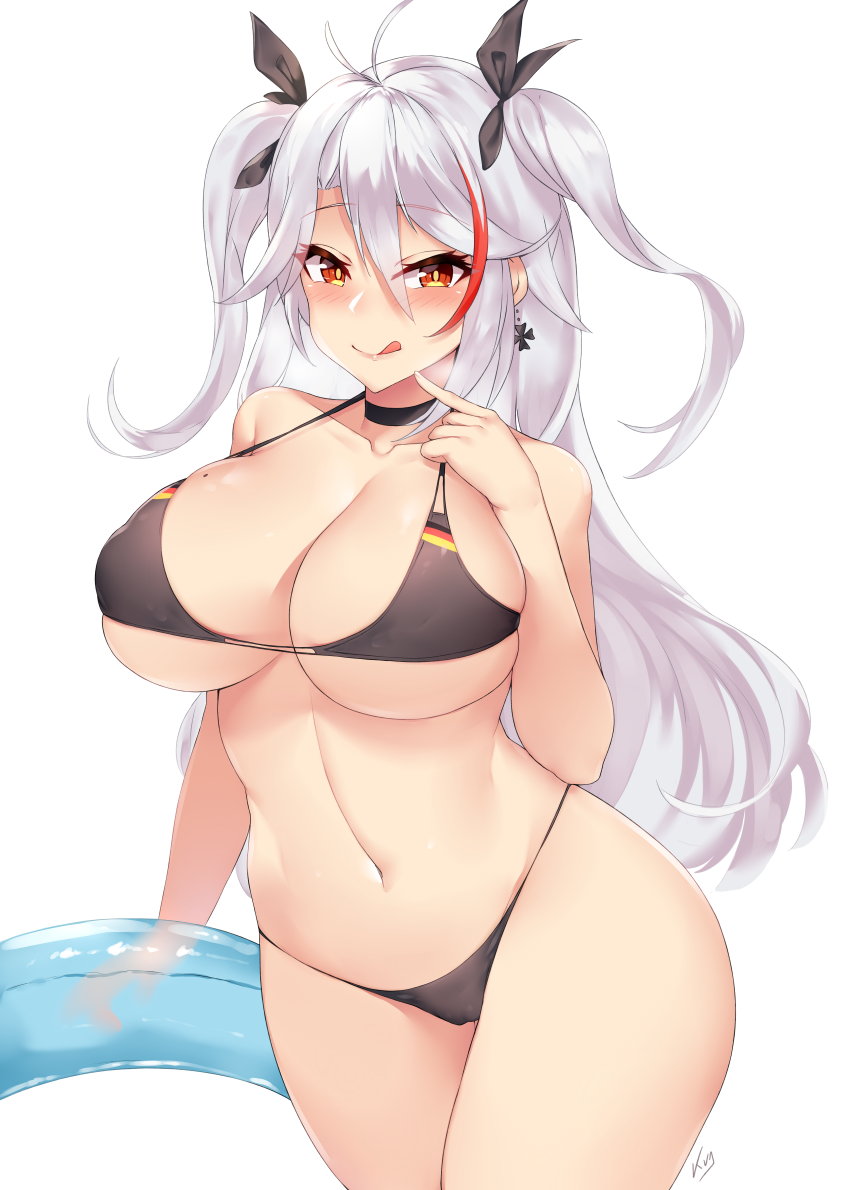 1girls, azur lane, big breasts, bikini, breasts, cleavage, female, female only, kuavera, large breasts, looking at viewer, prinz eugen (azur lane), solo