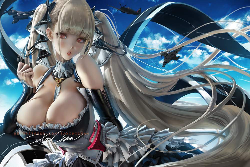1girls, azur lane, big breasts, breasts, cleavage, female, female only, formidable (azur lane), large breasts, looking at viewer, sakimichan, solo