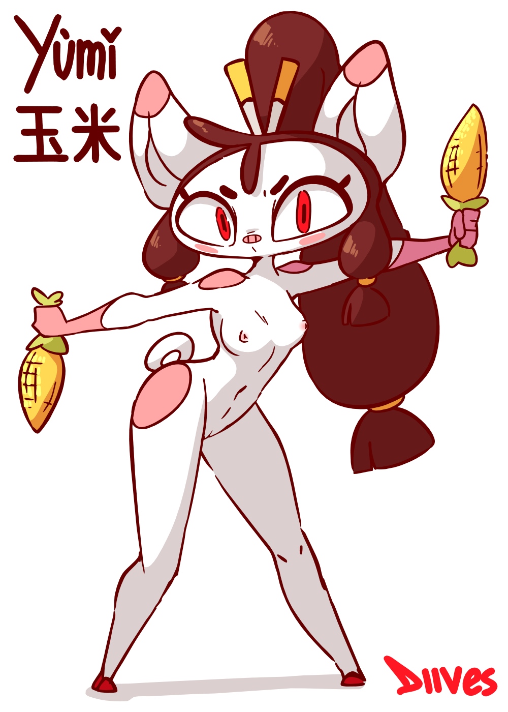 anthro character_name chinese_text corn diives female nude nude_female original_character patreon pig text watermark white_skin xingzuo_temple yumi_(diives)