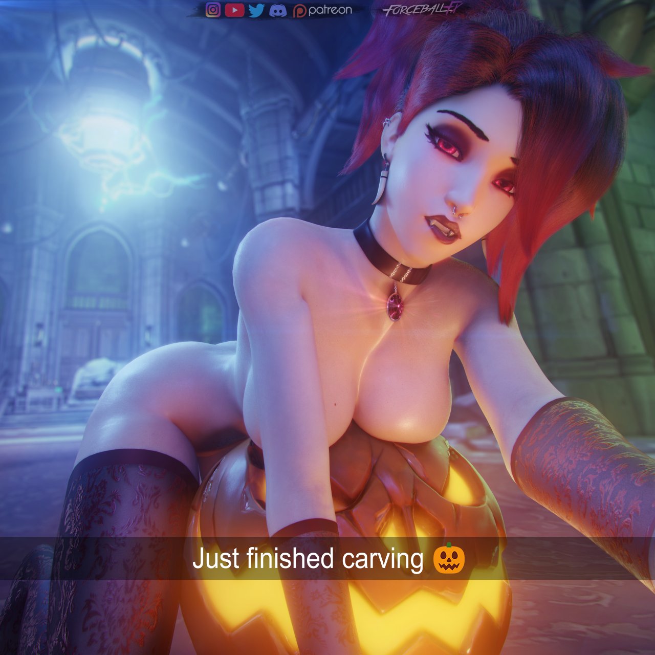 1girls, 2019, 3d, big breasts, blizzard entertainment, breasts, female, female only, forceballfx, goth, large breasts, looking at viewer, mercy, overwatch, patreon, red hair, selfie, snapchat, solo