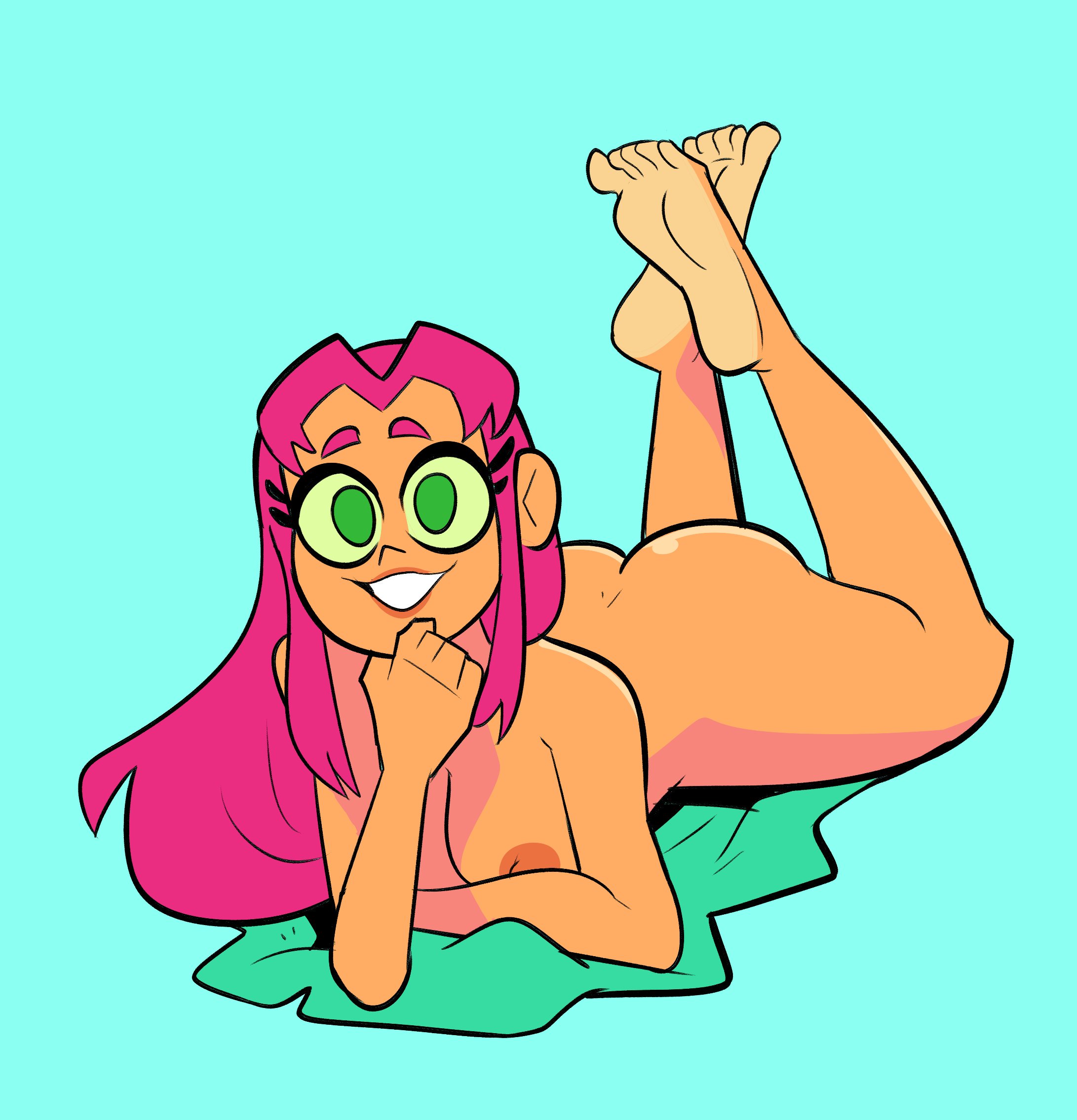 1girls, 2019, alien, alien girl, alien humanoid, ass, barefoot, breasts, canonical scene, casual, dc, dc comics, feet, female, female only, herny, humanoid, long hair, naked, nipples, nude, nude female, nudity, orange skin, pink hair, soles, solo, starfire, superheroine, tamaranean, teen titans, teen titans go, toes, uncensored