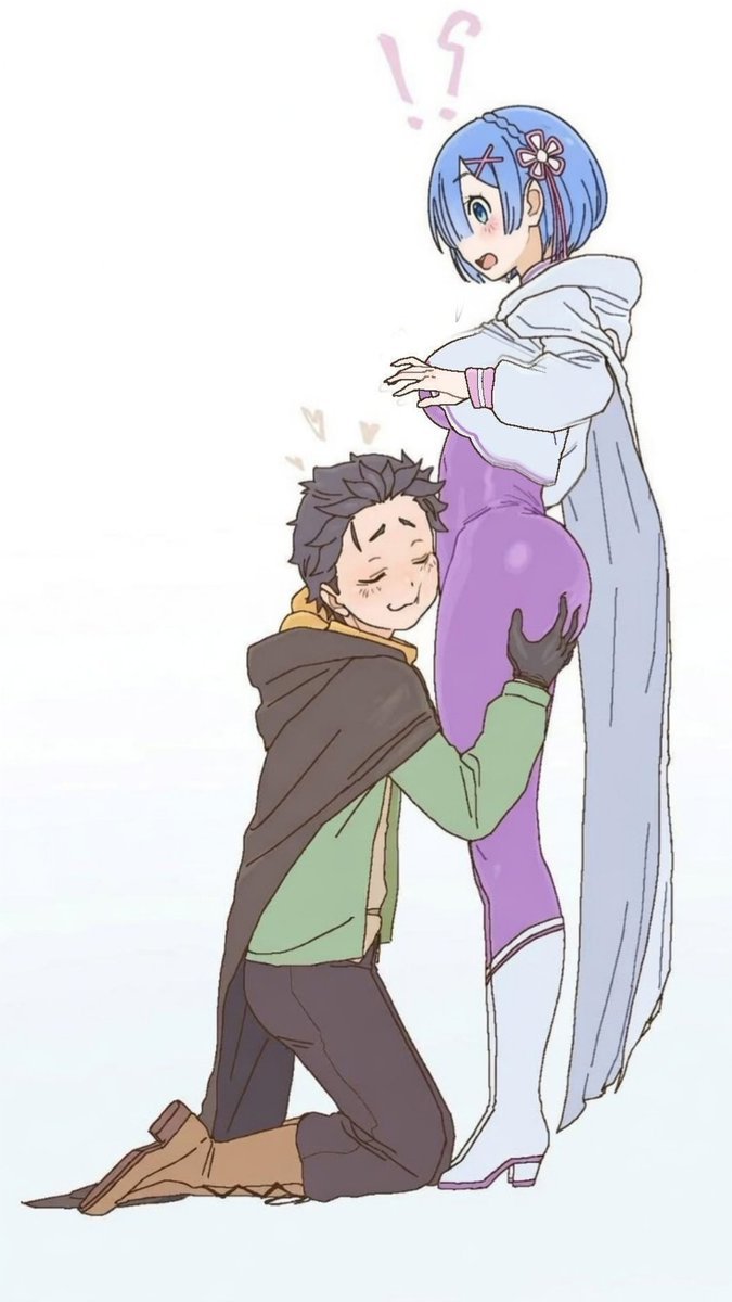 artist request, ass, bangs, blue eyes, blue hair, bodysuit, boots, cloak, female, hands on ass, male, natsuki subaru, re:zero kara hajimeru isekai seikatsu, rem (re:zero), standing, tagme