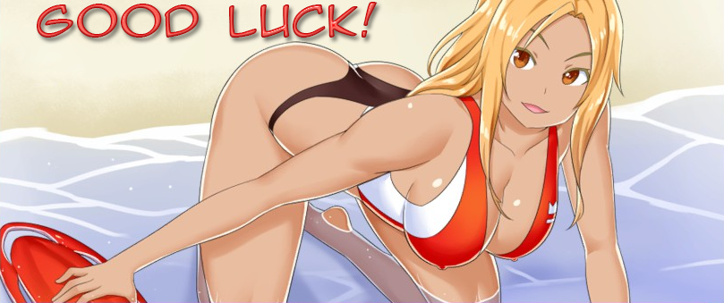 beach big_breasts blonde blonde_hair booty_calls good_luck_girl! lifeguard lifeguard_swimsuit sarah_(booty_calls) tagme