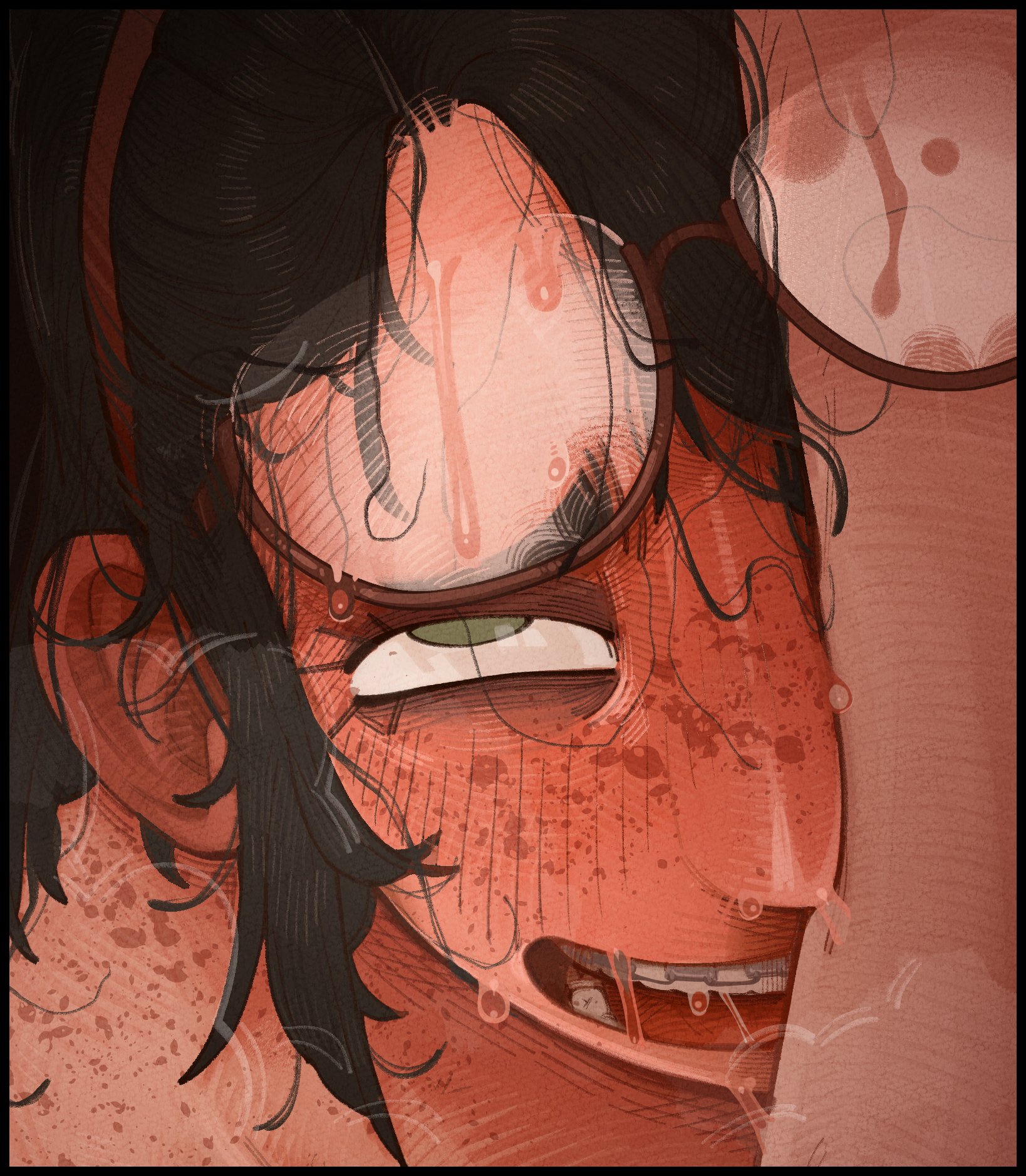 1boy, 1girls, 2026, 2d, 2d (artwork), absurd res, absurdres, artist name, balls, ballsack, bedroom eyes, big breasts, big cock, big penis, black hair, blowjob, blush, blushing, blushing female, blushing profusely, breasts, cock, crying, crying with eyes open, deepthroat, dick, dominant, dominant male, domination, drool, drool on face, drool string, drooling, drooling on penis, duo, english, english text, erect penis, erection, face fucking, fellatio, female, female focus, female penetrated, femcel, femsub, freckles, freckles on face, freckles on shoulders, fucked senseless, fucked silly, gagging noise, gagging on penis, genitals, hetero, hi res, highres, long hair, male, male penetrating, male penetrating female, male/female, maledom, messy hair, messy sex, mr fuga, naked, naked female, naked male, neet, neet girl, nude, nude female, nude male, nudity, oral, oral insertion, oral penetration, oral sex, original, original character, penetration, penile, penile penetration, penis, penis in mouth, saliva, saliva drip, saliva on penis, saliva string, saliva trail, sex, sloppy, sloppy blowjob, sloppy deepthroat, sloppy fellatio, straight, straight hair, straight sex, submissive, submissive female, sucking, sucking penis, sweat, sweatdrop, sweating, sweaty, sweaty body, tear, tearing up, tears, tears of pleasure, testicles, text, throat bulge, throat fuck, throat swabbing, tongue, tongue out, tongue out blowjob, tongue out during fellatio, tongue out fellatio, unkempt, watermark