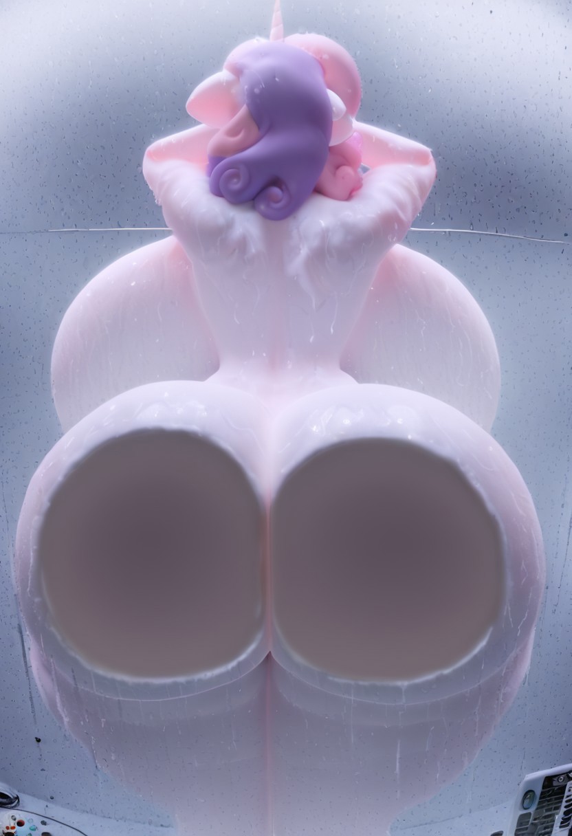 ai_generated ass ass_on_glass backboob friendship_is_magic from_behind gooner_dimension huge_ass huge_breasts my_little_pony pressed_on_glass shower soapy sweetie_belle_(mlp) thick_thighs wet wet_body wide_hips