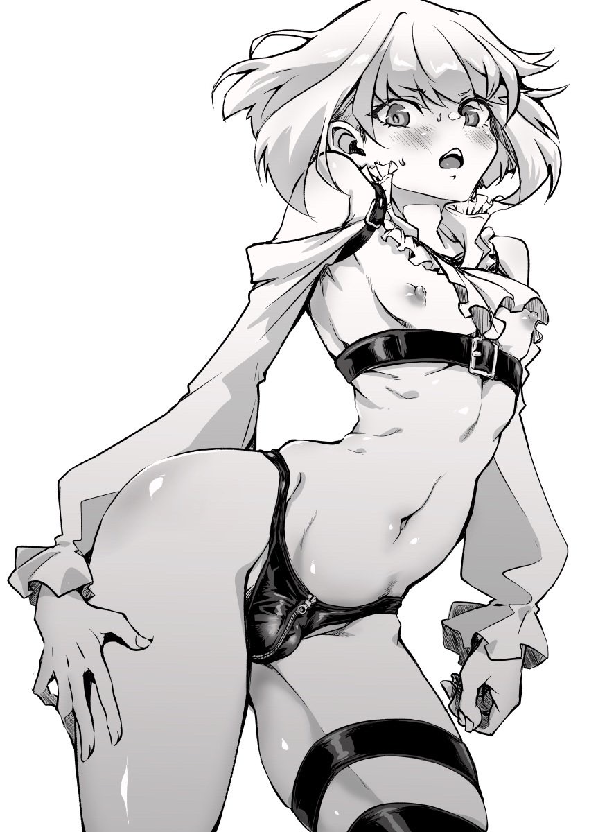 1boy, 2d, 2d (artwork), ass, bondage gear, bulge, femboy, lio fotia, male, male only, nipples, panties, promare, prprlo, solo, tagme, thighs, trap