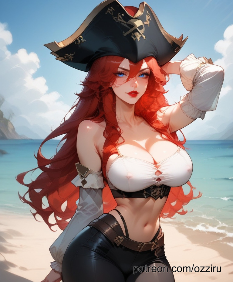 ai_generated beach female league_of_legends miss_fortune ozziru