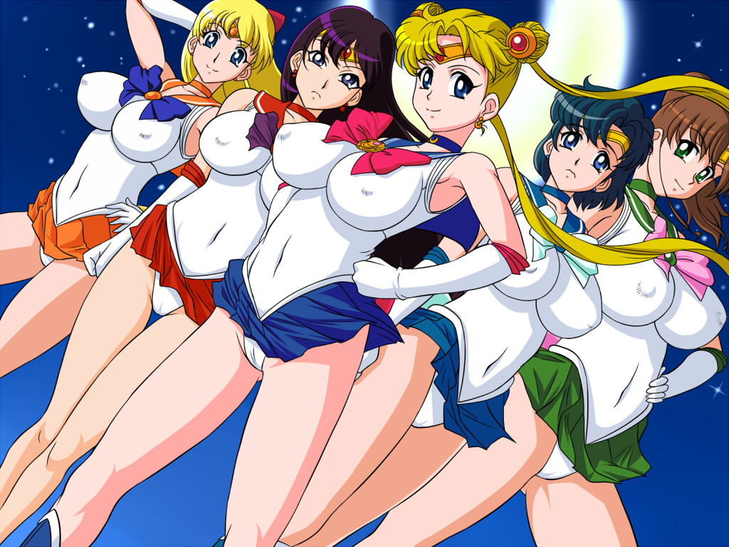 5girls ami_mizuno bishoujo_senshi_sailor_moon black_hair blonde_hair blue_eyes blue_hair boots breasts brown_hair cameltoe choker clothing earrings erect_nipples erect_nipples_under_clothes female female_only footwear fully_clothed glamour_works gloves green_eyes handwear human inner_senshi jewelry large_breasts legs leotard long_hair makoto_kino minako_aino multiple_girls neckwear nipples nipples_visible_through_clothing panties pose purple_eyes rei_hino sailor_collar sailor_jupiter sailor_mars sailor_mercury sailor_moon sailor_venus serafuku short_skirt skirt tiara twintails upskirt usagi_tsukino