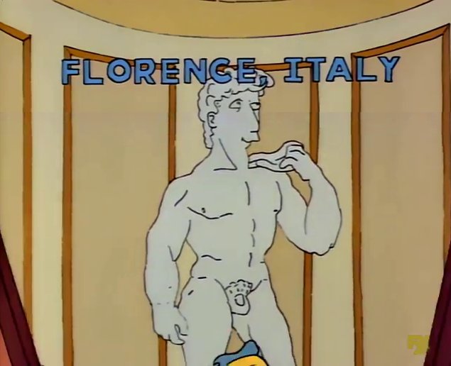 balls david_(michelangelo) edit flaccid human male penis pubes public_domain screencap screenshot sculpture the_simpsons