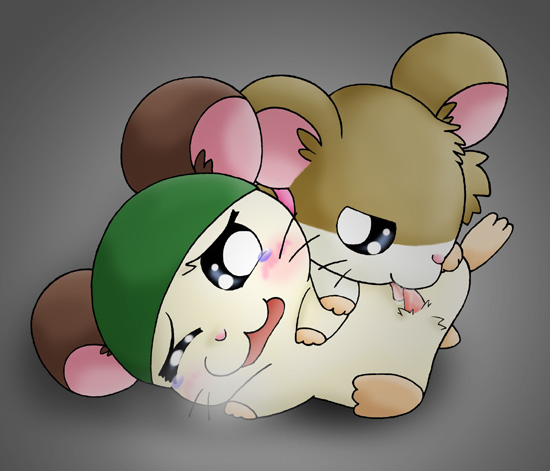 1boy 1girls blowjob blush cappy_(hamtaro) hamster hamtaro_(series) male/ambiguous sparkle_(hamtaro) tagme tears