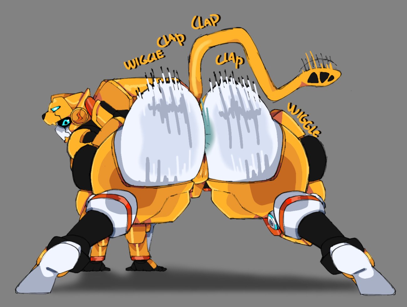 1girls, anal, anal invitation, anal only, anal suggest, blue anus, cheetah girl, cheetah tail, female, female only, huge ass, huge thighs, image set, mecha, mecha focus, mecha girl, metal cardbot, pinup, robot girl, tachi (metal cardbot), tachy (metal cardbot), tellmeyeid, twerking