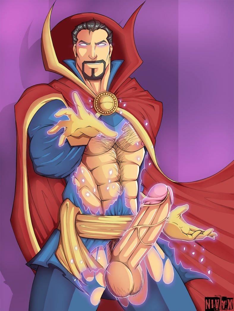 1boy abs doctor_strange erection male male_only marvel muscular penis ripped_clothing solo sorcerer superhero