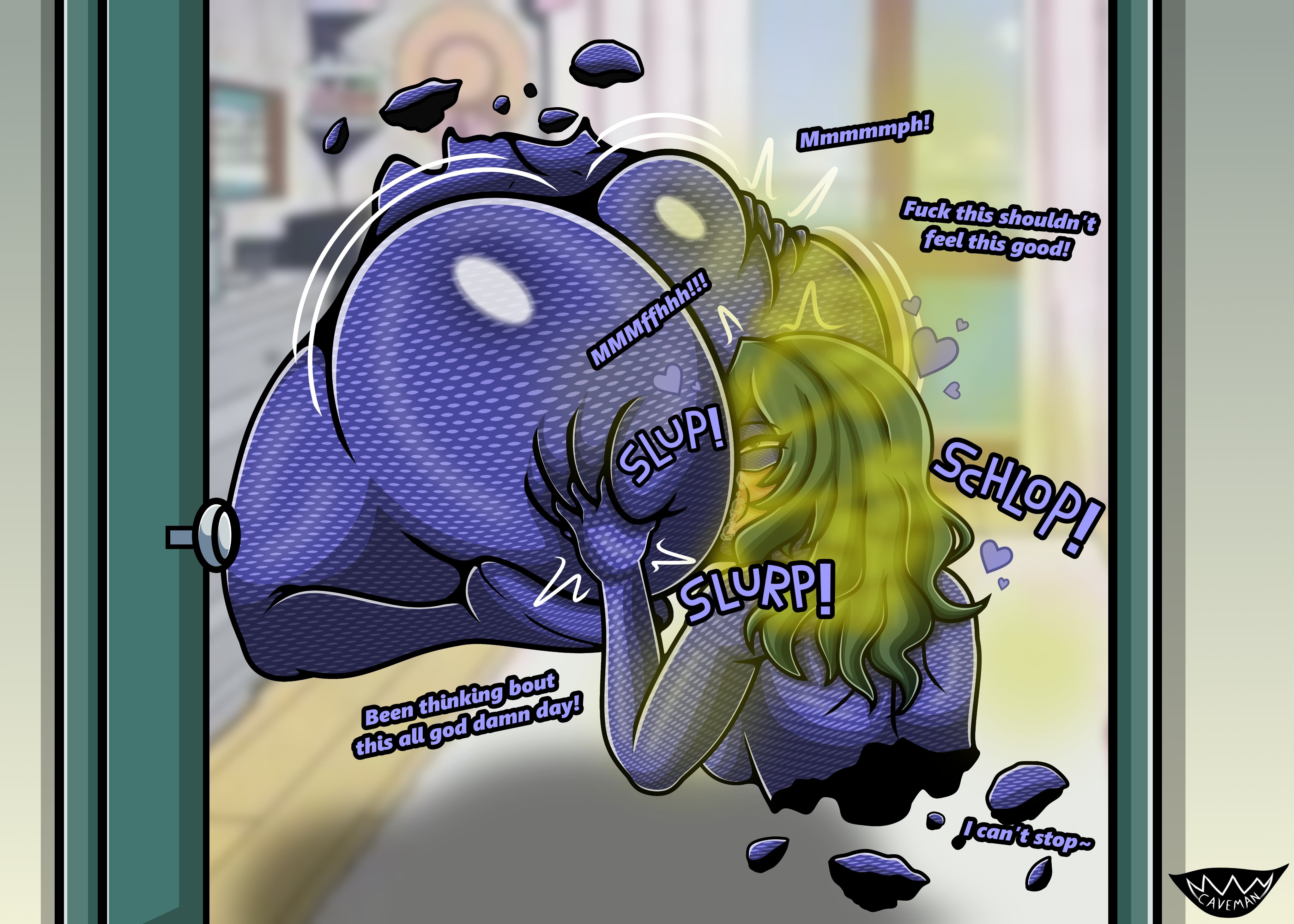 1girls, ability indecency, ass, ass bigger than head, ass grab, big ass, big breasts, big butt, blurry background, bottom heavy, breasts, bubble butt, caveman147, clothing, curvaceous, curvy, curvy figure, dialogue, eating ass, english text, enjoying farting, enjoying farts, fart, fart cloud, fart fetish, fart sniffing, farting in face, female, female only, fully clothed, grabbing own ass, green hair, heart, hearts around head, huge ass, long hair, my hero academia, onomatopoeia, pleasure face, saliva, setsuna tokage, shounen jump, smelling own farts, solo, solo female, text, thick thighs, tokage setsuna, voluptuous, voluptuous female, wide hips