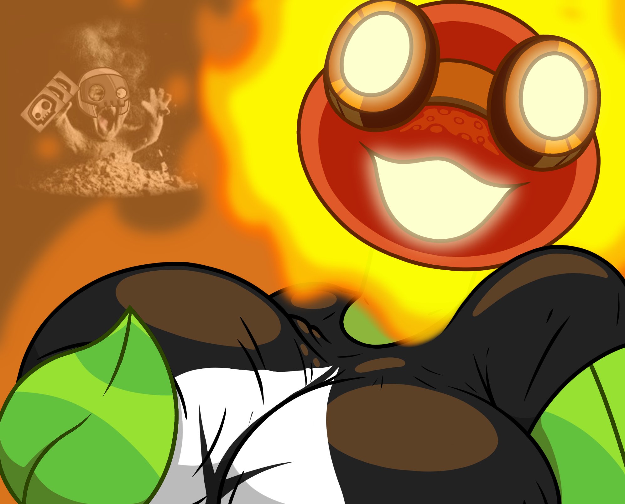 1girls, anthro, anthrofied, ash baby, ass, big breasts, breast grab, breasts, breasts bigger than head, city boy, cityboy, electronic arts, female, female only, flora fauna, kirukato, kirukatoart, meme, plant, plant girl, plant humanoid, plants vs zombies, plants vs. zombies, popcap games, reference image, rustbolt (pvz), shirt, solar flare (pvz), sunflower (pvz), yumeko grabbing her breast