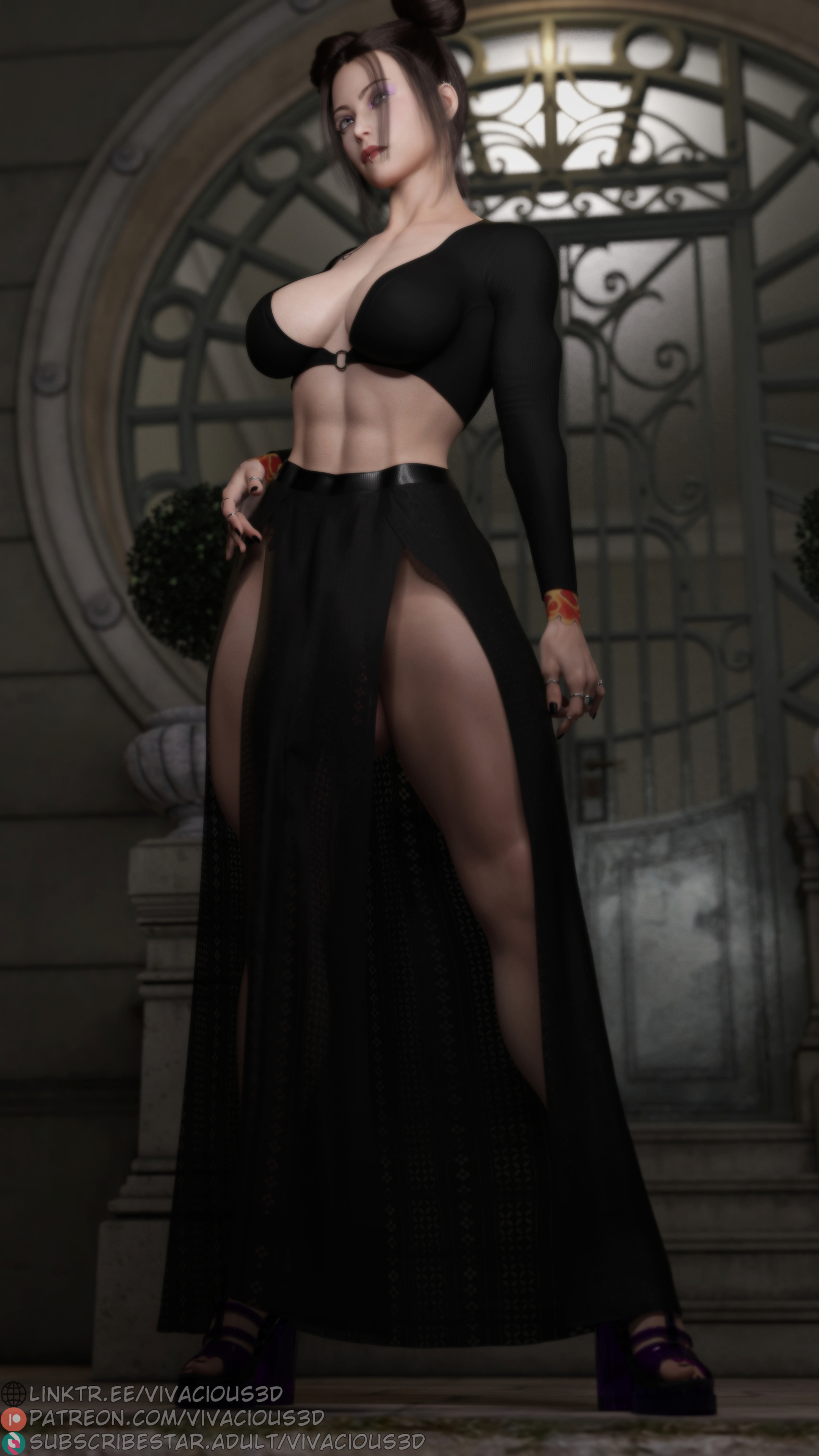 3d, 3d (artwork), 3dx, bulge, bulge through clothing, futa only, futanari, huge breasts, huge cock, large breasts, large penis, lillian (vivacious3d), muscular, muscular futa, vivacious3d