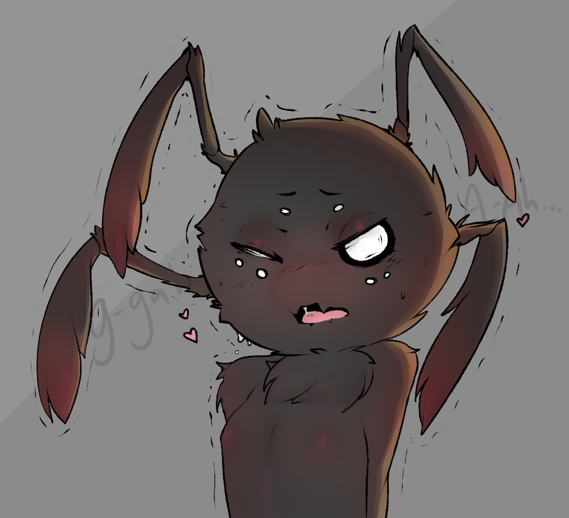 1boy, 2d, anthro, artist request, black body, blank eyes, blush, blushing, completely nude, don't starve, don't starve (series), don't starve together, klei entertainment, male, male focus, male only, multi eye, naked, naked male, nipples, nude, nude male, open mouth, solo, tagme, webber