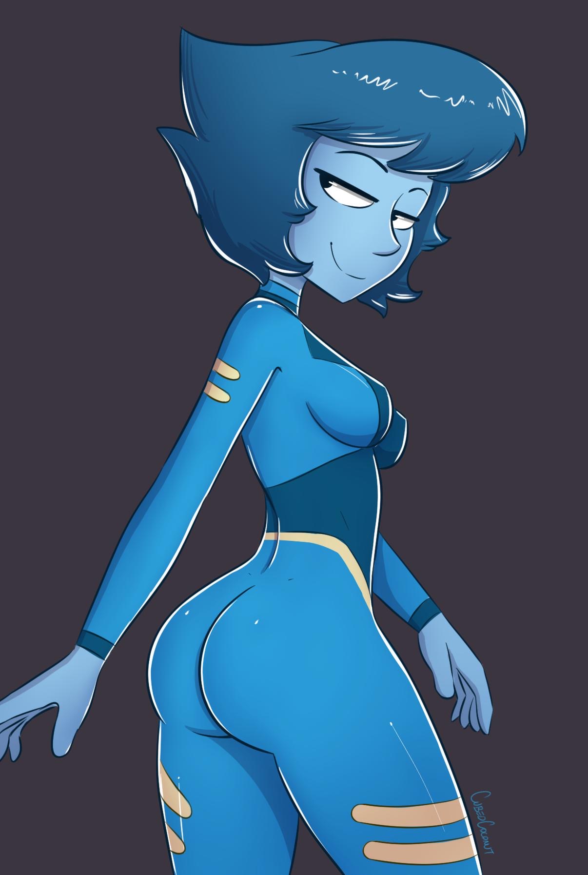 1girls, ass, boobs and butt pose, breasts, cartoon network, cubedcoconut, female, female only, gem (species), lapis lazuli (steven universe), looking at viewer, skin tight, skin tight suit, solo, steven universe