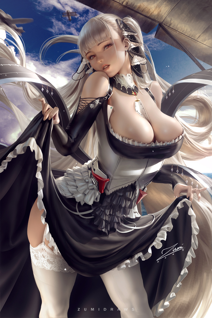 1girls, azur lane, big breasts, breasts, cleavage, female, female only, formidable (azur lane), large breasts, looking at viewer, solo, zumi