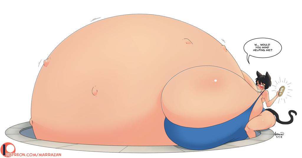 belly, belly bigger than body, big belly, big breasts, blush, breasts, cat ears, cat tail, english text, female, fetal movement, giant belly, gigantic belly, gigantic breasts, huge belly, huge breasts, hyper, hyper belly, hyper breasts, hyper pregnancy, marrazan, pregnant, text