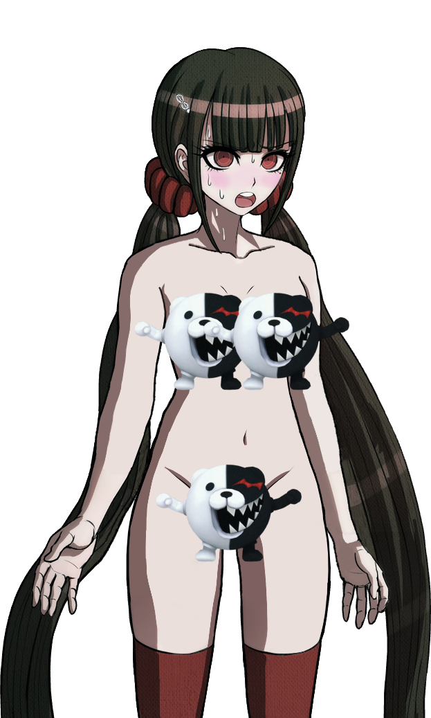 ball_monokuma censored danganronpa dark_hair edit harukawa_maki monokuma monokumaball official_style red_eyes smooth_skin sprite sprite_edit thighhighs transparent_background