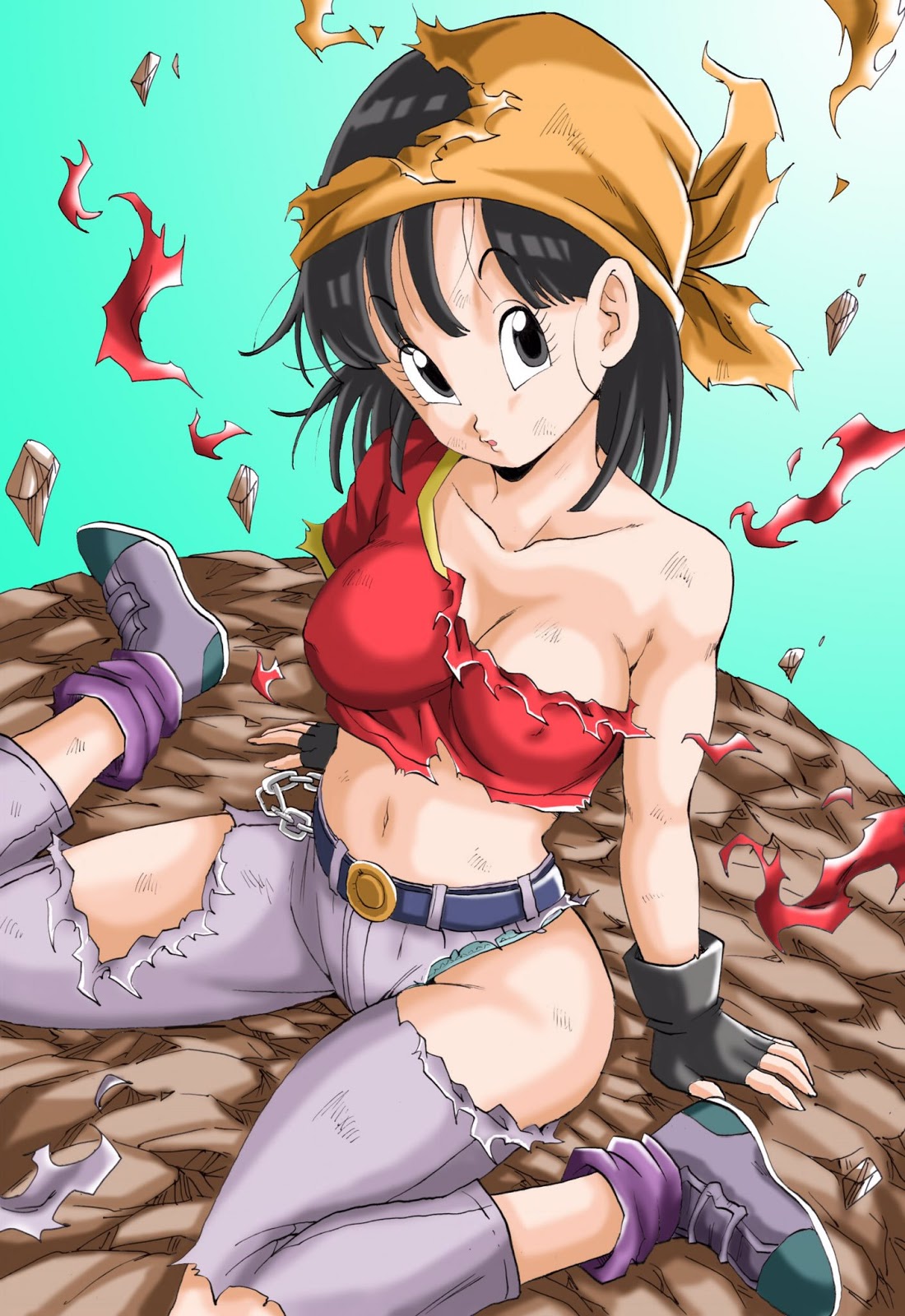 1girls beaten big_breasts cameltoe cleavage curvy dragon_ball dragon_ball_gt erect_nipples female huge_areolae huge_ass pan_(dragon_ball) puffy_nipples ripped_clothes ripped_clothing ripped_pants ripping short_hair shounen_jump thick_lips voluptuous wide_hips youngjijii