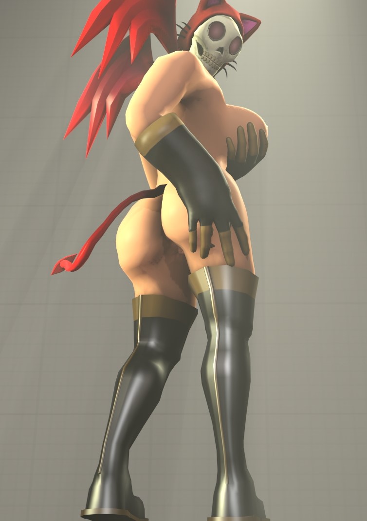 1girls 3d 3d_(artwork) albanyfucker ass ass_grab breast_grab breasts cat_ears cute demon_tail demon_wings female fempyro gloves glowing_eyes nude nude_female pyro skull solo tail team_fortress_2 wings