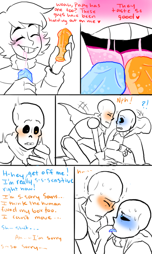 blowjob comic_page detachable_penis ectoplasm frisk licking male male_only nsfwshamecave papyrus sans undertale