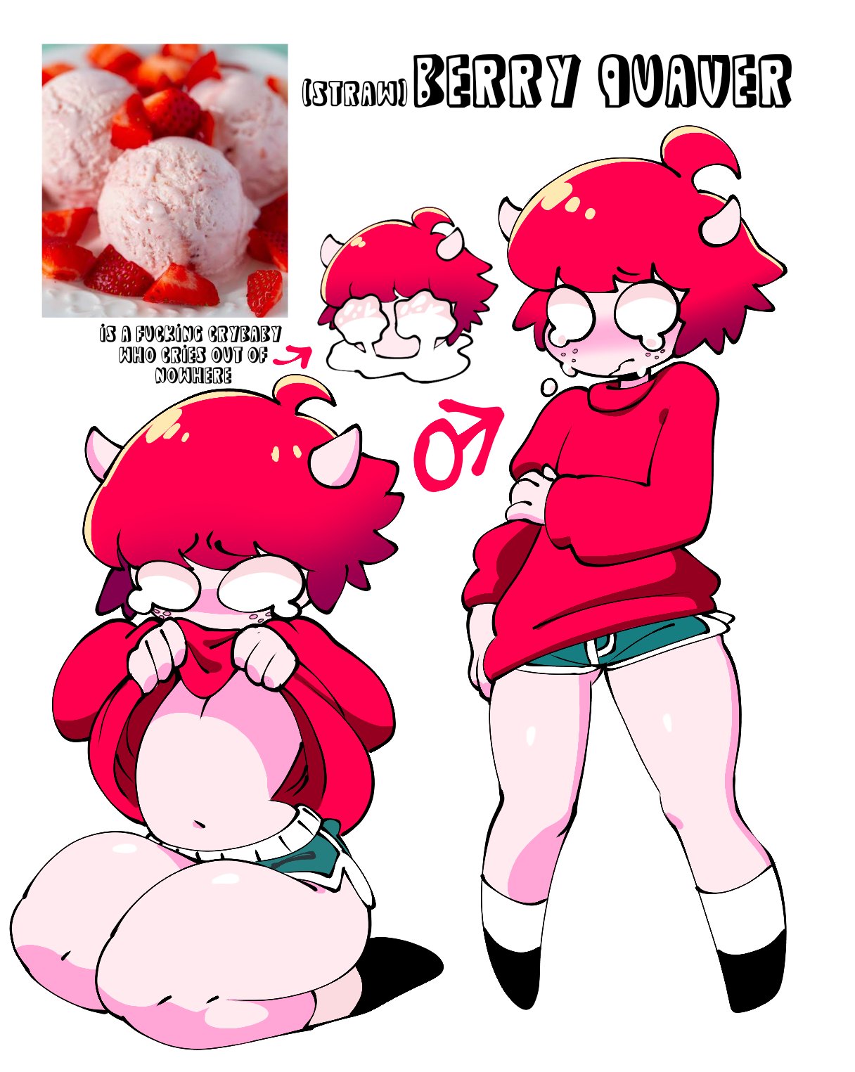 blue_shorts booty booty_shorts breedable character_sheet crying crying_with_eyes_open exposing_self fat_ass femboy raised_shirt red_hair red_sweater short_shorts strawberry_quaver submissive submissive_and_breedable submissive_femboy submissive_male sunny thicc thick thick_ass thick_hips thick_legs thick_thighs