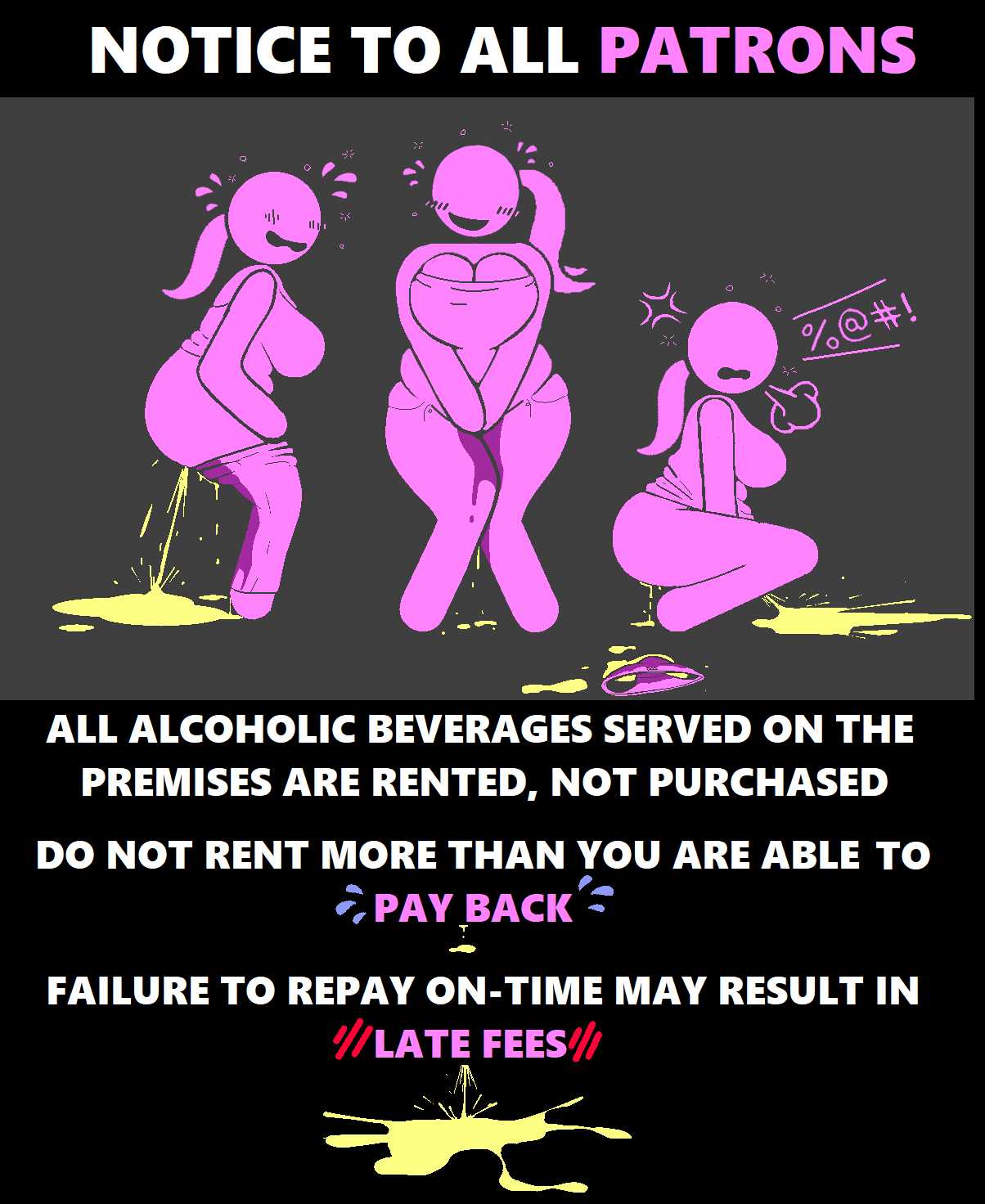 3girls 4chan 4chan_anon anonymous_artist artist_request blush breasts chubby_female dark_background drunk female heart holding_crotch nipples omorashi pants_down pants_pull pee_desperation peeing peeing_self peeing_together pink_body pink_clothing pink_skin pissing_on_floor sign standing stick_figure stickman stickwoman tongue top_down unknown_artist unkown_artist urinating urinating_female urination urine watersports wetting wetting_self
