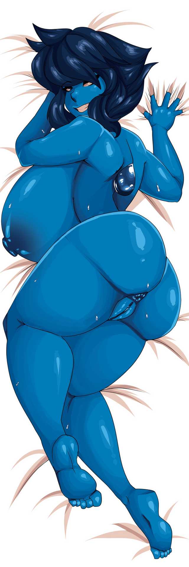 1girls, ass, back, breasts, dakimakura, dakimakura design, dsolteone, female, gem (species), huge ass, huge breasts, lapis lazuli (steven universe), large breasts, steven universe