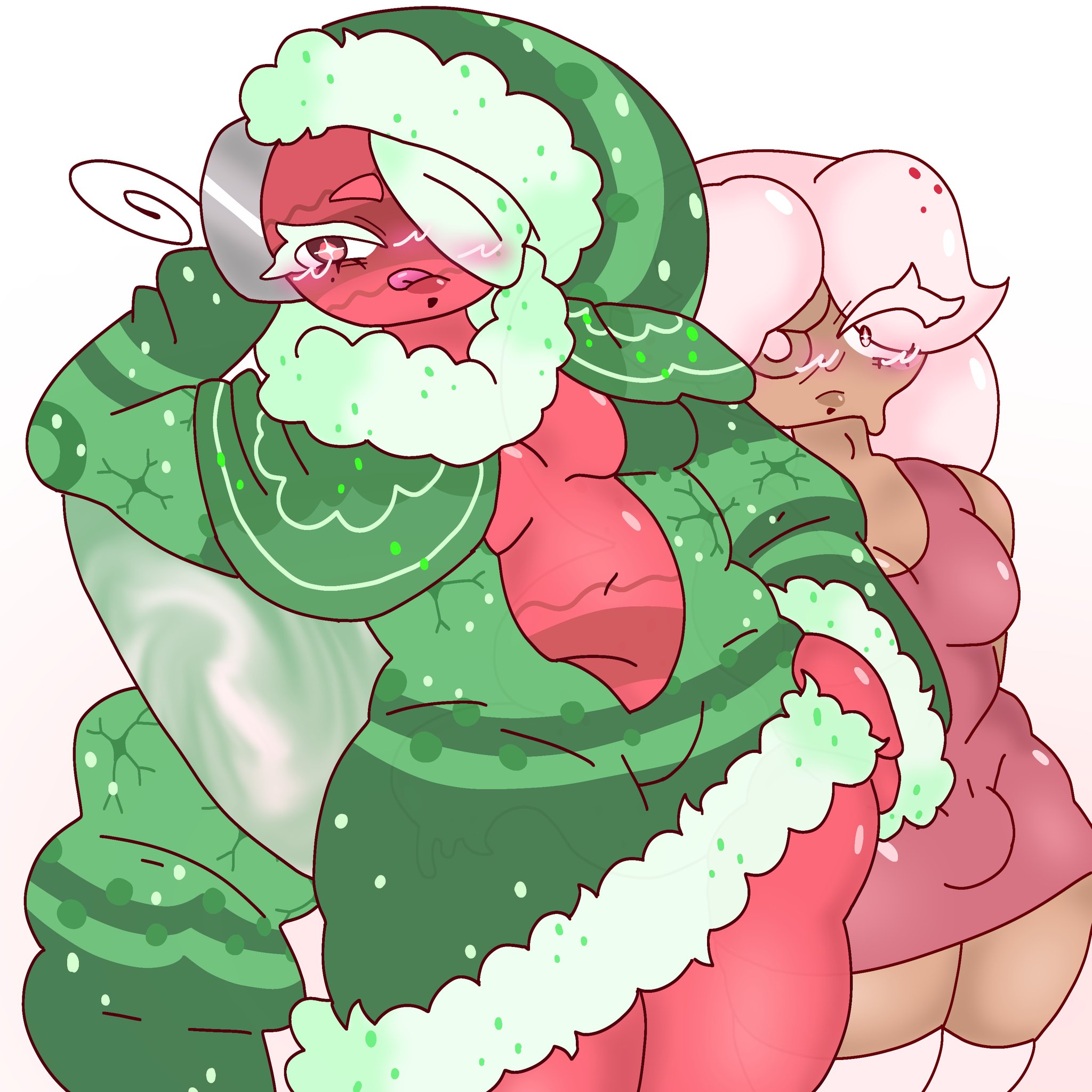 1futa, 1girls, ass, blush, bobette (dandy's world), clothed, clothing, dandy's world, female, fully clothed, futanari, ginger (dandy's world), intersex, remember 23981, yuri