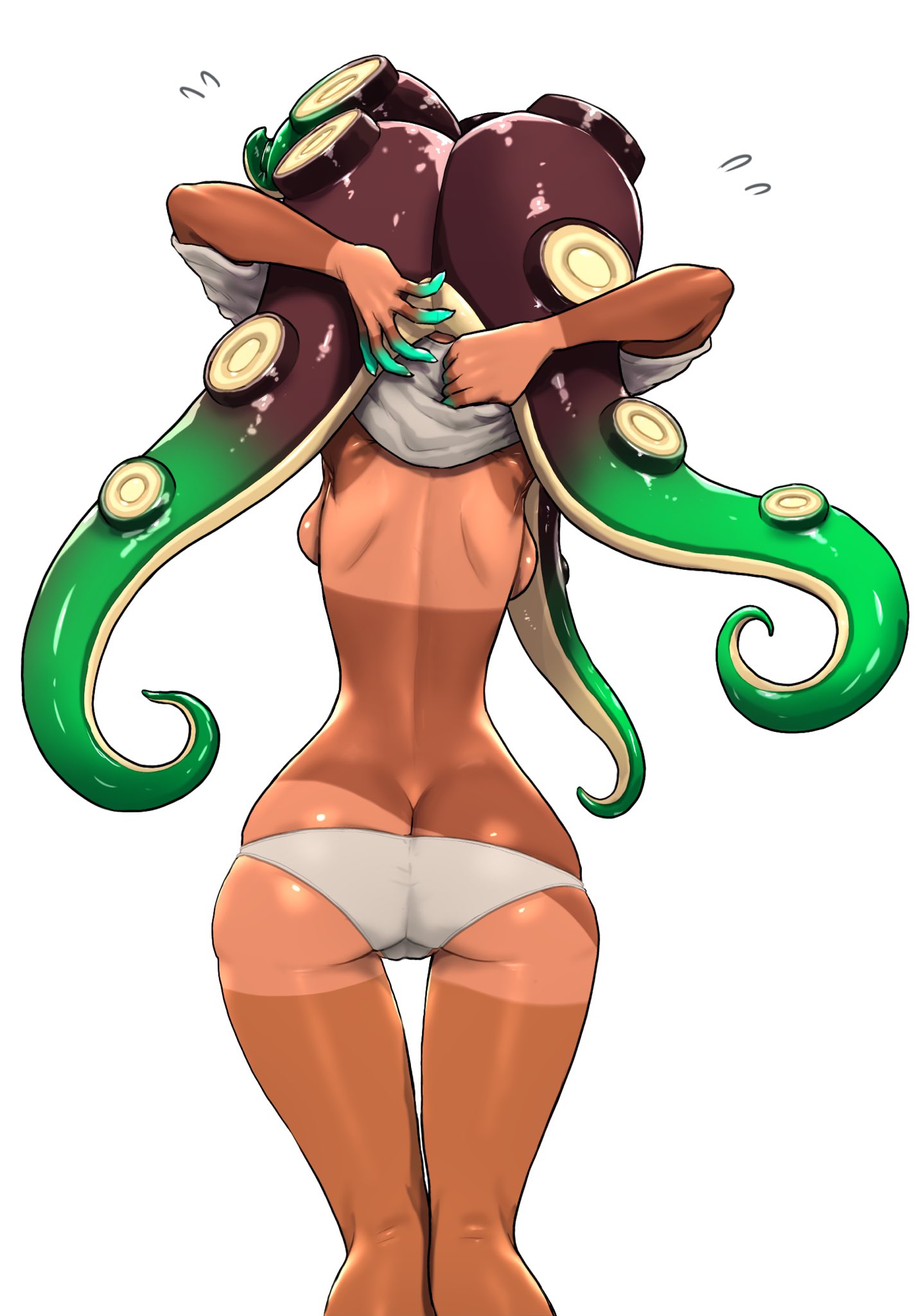 2d (artwork), ass, koharuno2, marina (splatoon), marina ida, panties, splatoon, splatoon (series), splatoon 2, tagme, tanlines, tentacle hair, undressing