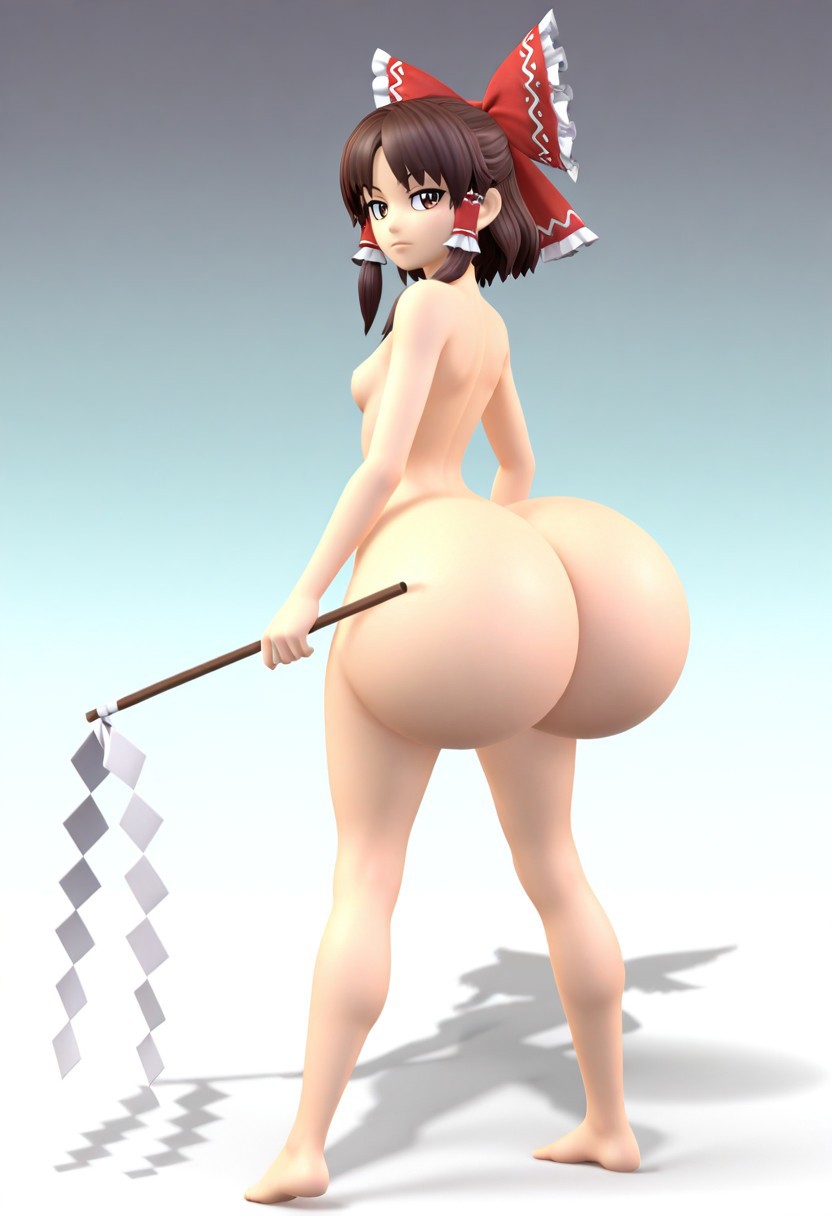 1girls 3d ai_generated ass ass_focus big_ass big_butt bottom_heavy breasts brown_hair bubble_butt caked_up completely_nude completely_nude_female fat_ass female female_only flat_chest hair_tubes huge_ass huge_butt large_ass light-skinned_female light_skin looking_at_viewer naked naked_female nude nude_female plain_background red_bow reimu_hakurei render round_ass short_hair small_breasts solo standing super_smash_bros. super_smash_bros._brawl thick_ass touhou wide_hips