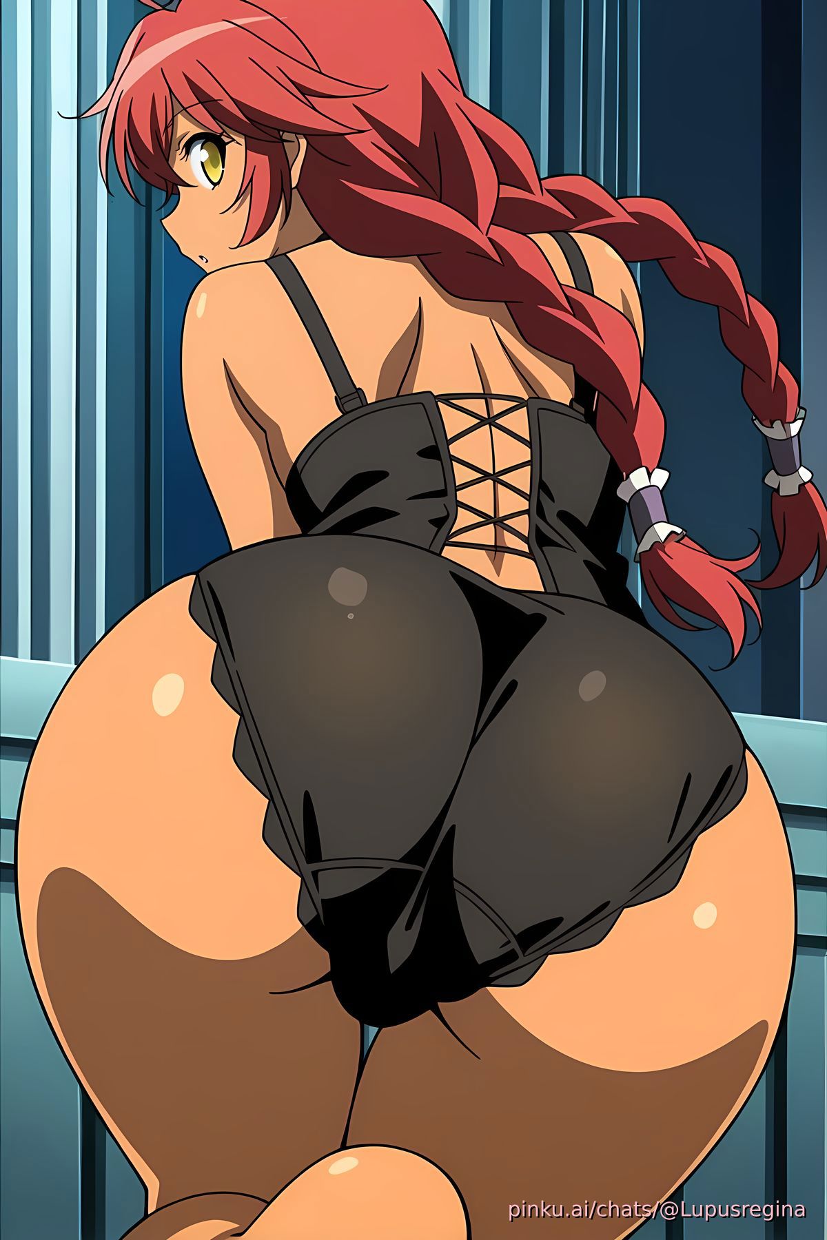 ai generated, ass, ass focus, big ass, female, from behind, lingerie, lupusregina beta, overlord (maruyama), pinku.ai