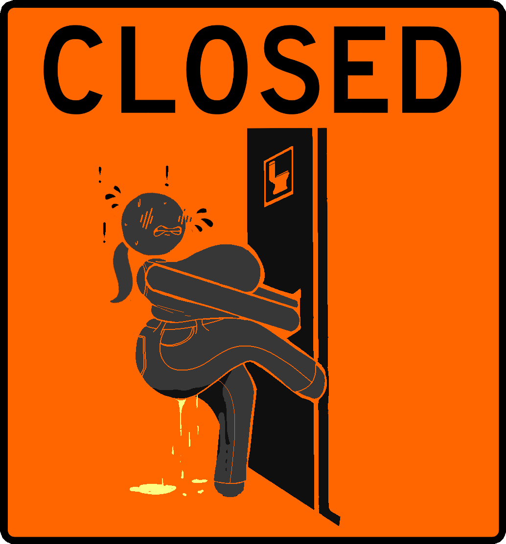 4chan 4chan_anon anonymous_artist artist_request bathroom bathroom_denial bathroom_desperation desperation omorashi orange_background peeing peeing_on_floor peeing_self piss_soaked piss_soaked_clothes pulling_on_door stick_figure stickman stickwoman toilet unknown_artist urinating urinating_female urination urine watersports wetting wetting_self