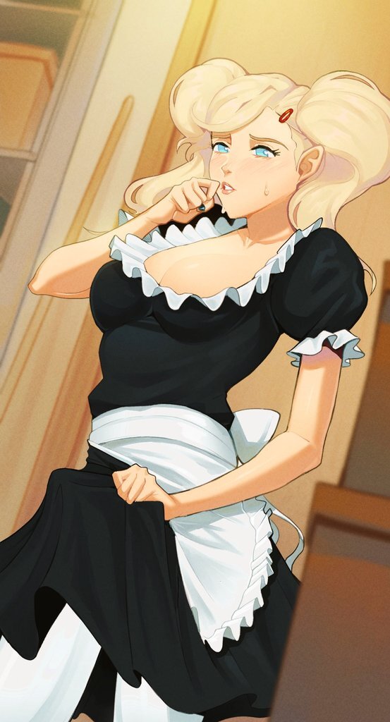 1futa ann_takamaki blonde_hair breasts bulge bulge_through_clothing clothed clothing erection erection_under_clothes fully_clothed futa_only futanari human light-skinned_futanari light_skin maid maid_dress maid_uniform penis penis_under_clothes penis_under_dress persona persona_5 short_hair solo solo_futa standing tenting timbocactus twintails