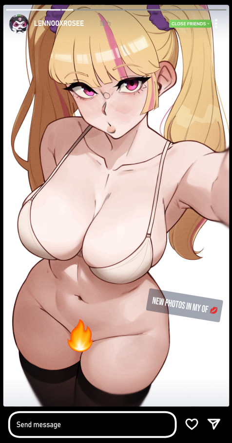 2d big_breasts blonde_hair bra breasts censored emoji emoji_censor epic_games fortnite fortnite:_battle_royale hips huge_breasts instagram instagram_story lennox_rose_(fortnite) lilatole multicolored_hair pink_eyes selfie stockings tagme thick_hips thick_thighs twintails white_hair