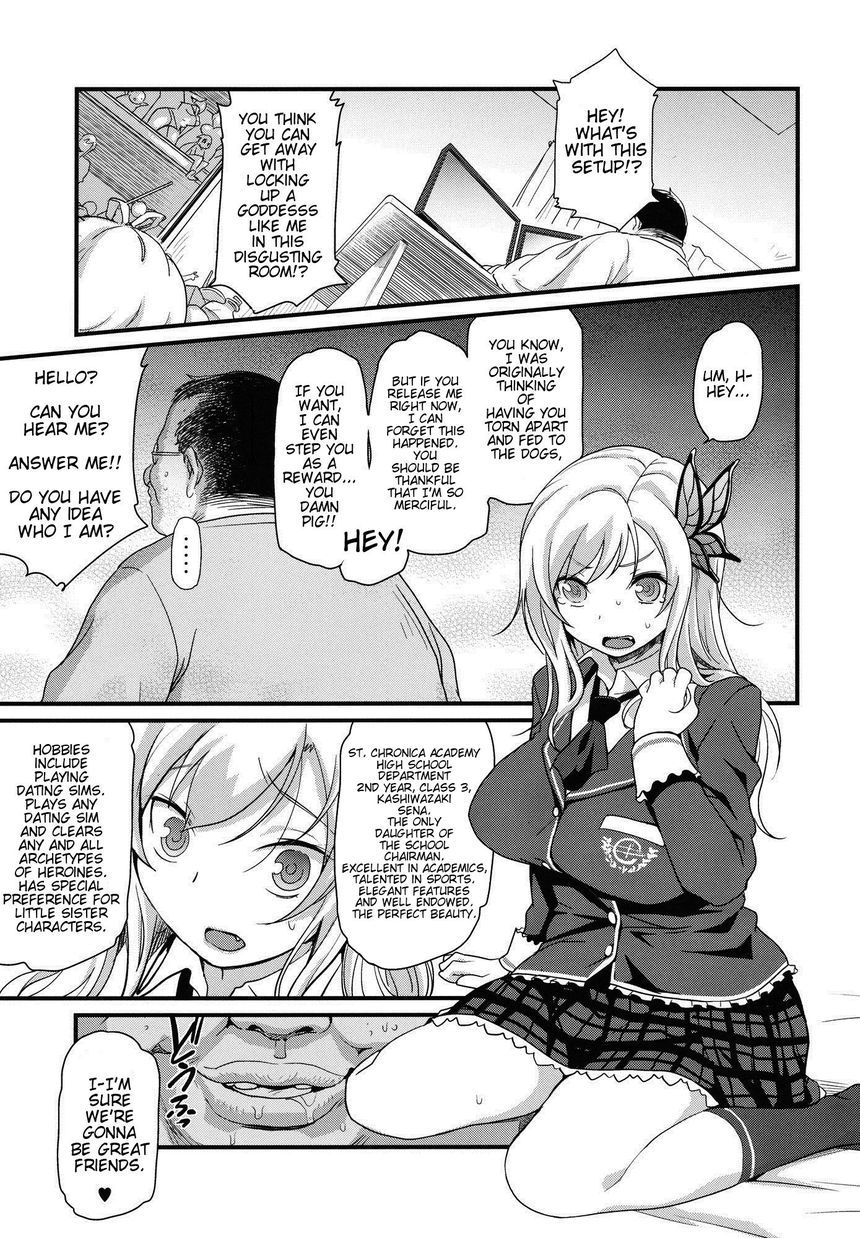 1boy 1girls anime anime_style boku_wa_tomodachi_ga_sukunai busty english_text fat-kun fat_man female male manga monochrome right_to_left sana school_uniform schoolgirl text ugly_bastard ugly_man