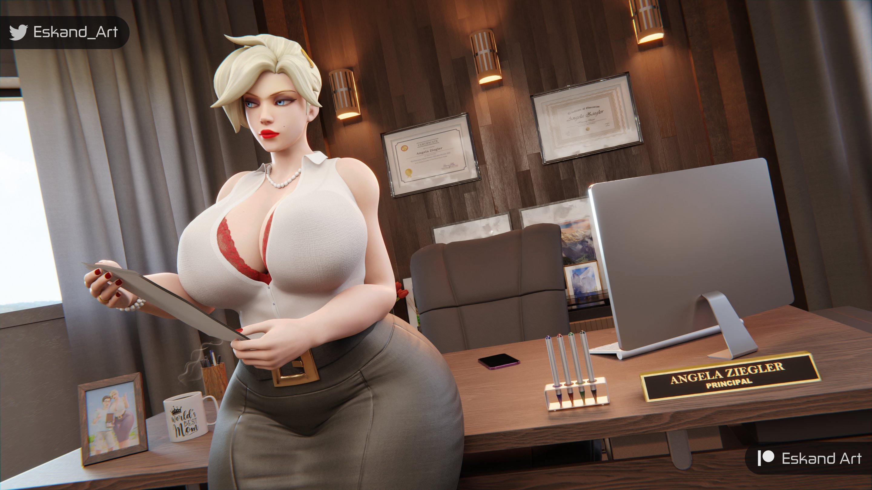 1girls, 3d, ass, big ass, big breasts, big penis, blonde hair, breasts, bully, cheating, eskandart, female, huge breasts, male, mercy, nerd, netorare, overwatch, overwatch 2, penis, phone, school uniform, tagme, teacher