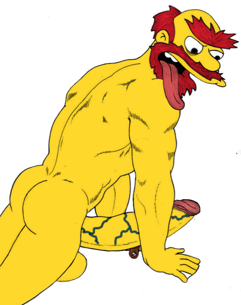 balls beard big_balls big_penis boner color_edit colored erection groundskeeper_willie hornyanondragon human long_tongue male male_only nude penis sbb solo the_simpsons tongue tongue_out vein veiny_penis