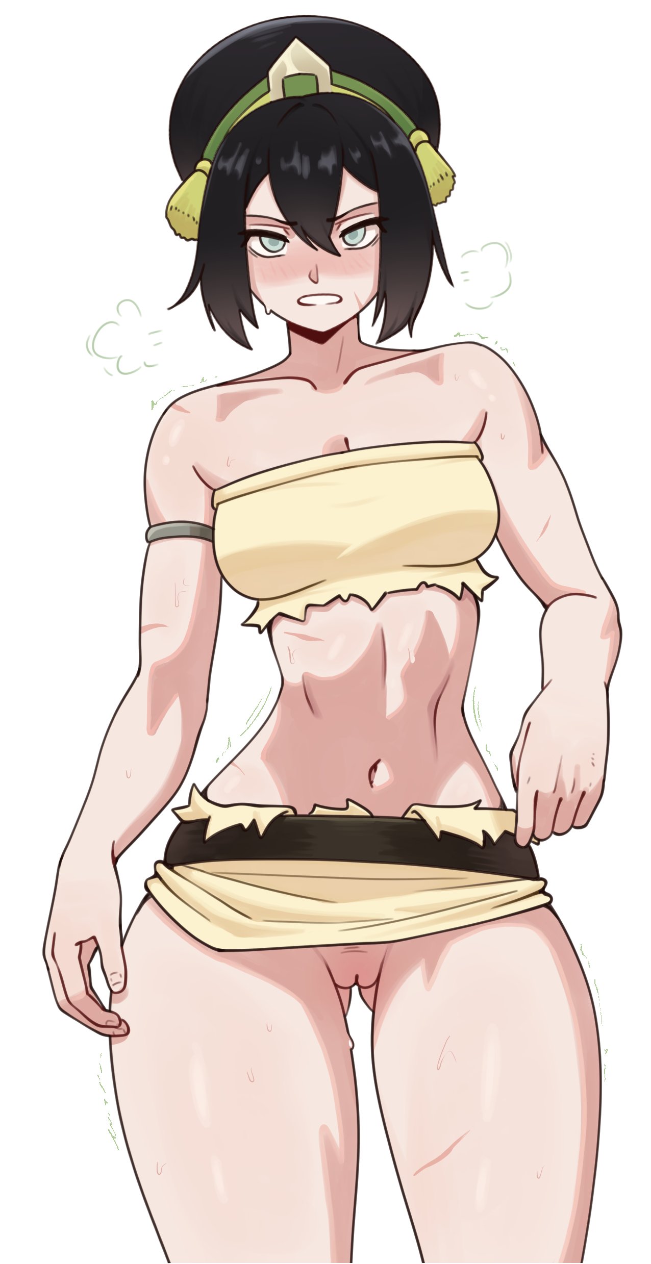 1girls, 2d, 2d (artwork), adult, adult female, armwear, avatar the last airbender, big boobs, big breasts, black hair, black hair female, blind, blind female, blind girl, boobs, breasts, clothed, clothed female, exposed pussy, exposed vagina, female, female focus, female only, haolksou, horny, horny female, light skin, light-skinned female, nickelodeon, nicktoons, panting, pussy, solo, solo female, solo focus, the legend of aang, thick thighs, thighs, toph bei fong, vagina