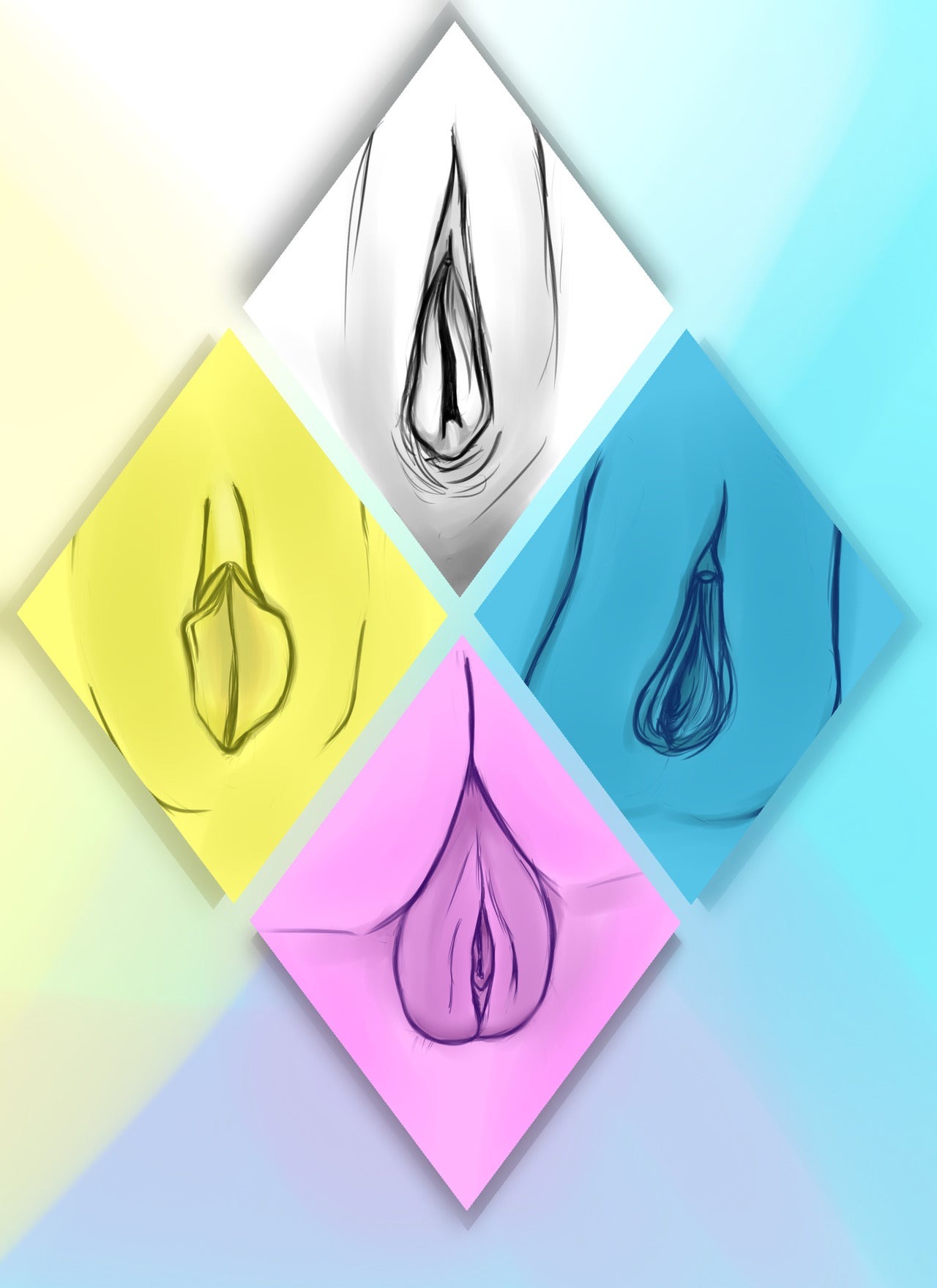 4girls, blue diamond (steven universe), diamond authority, female, female focus, female only, gem (species), labia, multiple females, multiple girls, pink diamond (steven universe), pussy, smooth skin, softnotion, steven universe, white diamond (steven universe), yellow diamond (steven universe)