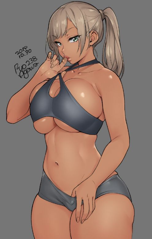 1girls, big breasts, breasts, cleavage, dark skin, dark-skinned female, female, female only, huge breasts, large breasts, looking at viewer, ryo agawa, solo