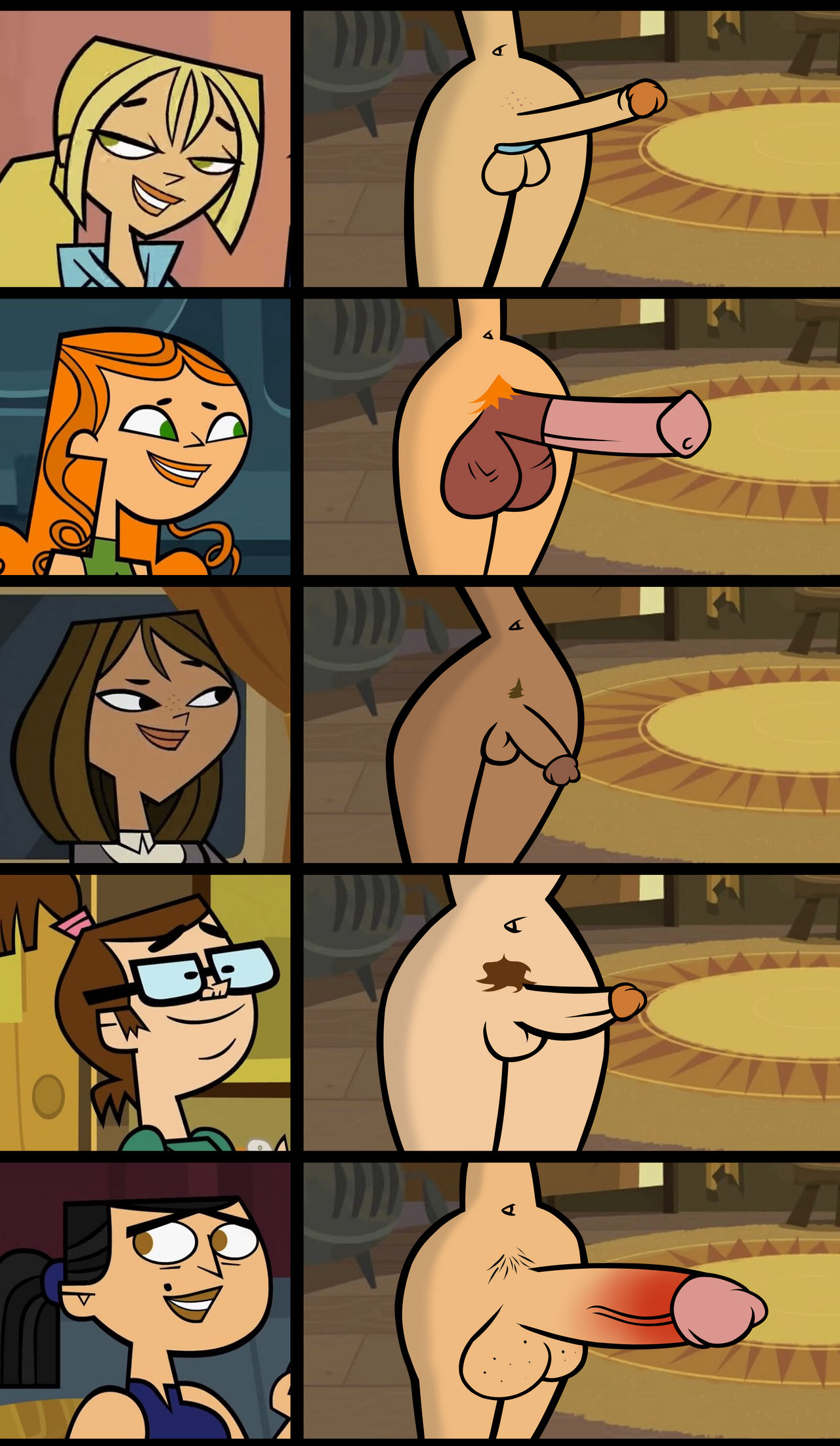 2d, ball ring, balls, beth (tdi), big penis, black eyes, black hair, blonde hair, bridgette (tdi), brown eyes, brown hair, chart, courtney (tdi), darthp1agueis, erect penis, erection, eva (tdi), futa focus, futa only, futanari, glasses, green eyes, horsecock, horsecock futa, izzy (tdi), long hair, non-human penis, penis, penis chart, penis focus, penis size chart, ponytail, pubes, pubic hair, pubic stubble, red hair, shaved crotch, shoulder length hair, tagme, testicles, tied hair, total drama island, uncensored