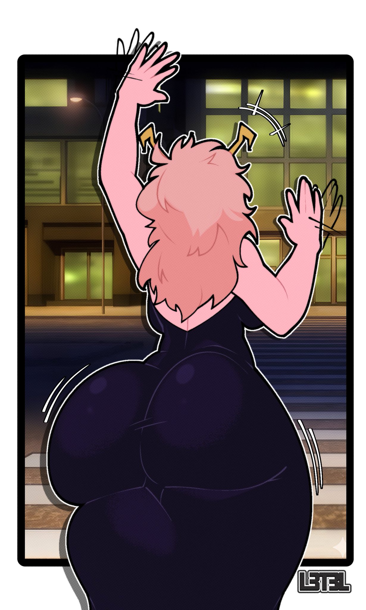 1girls, arms up, ashido mina, ashido mina time-skip, ass, ass bigger than head, ass bigger than torso, ass focus, ass in dress, ass of the gods, big ass, boku no hero academia, boku no hero academia (finale), bottom heavy, bubble butt, dress, dumptruck ass, fat ass, female, female only, gluteal fold, handbag, horns, huge ass, large ass, letherisreal, majestic ass, massive ass, milf, mina ashido, mina ashido time-skip, my hero academia, my hero academia (finale), pink hair, pink skin, png, post-timeskip, rear view, solo, spankable ass, thick ass, thick thighs, thunder thighs, wide hips