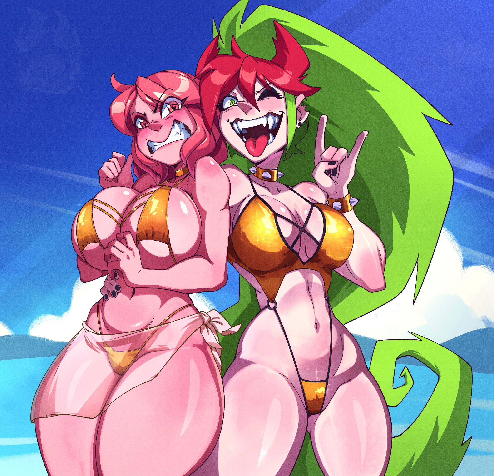 beach, demencia (villainous), golden bikini, miss heed (villainous), mrdeathcat, villainous