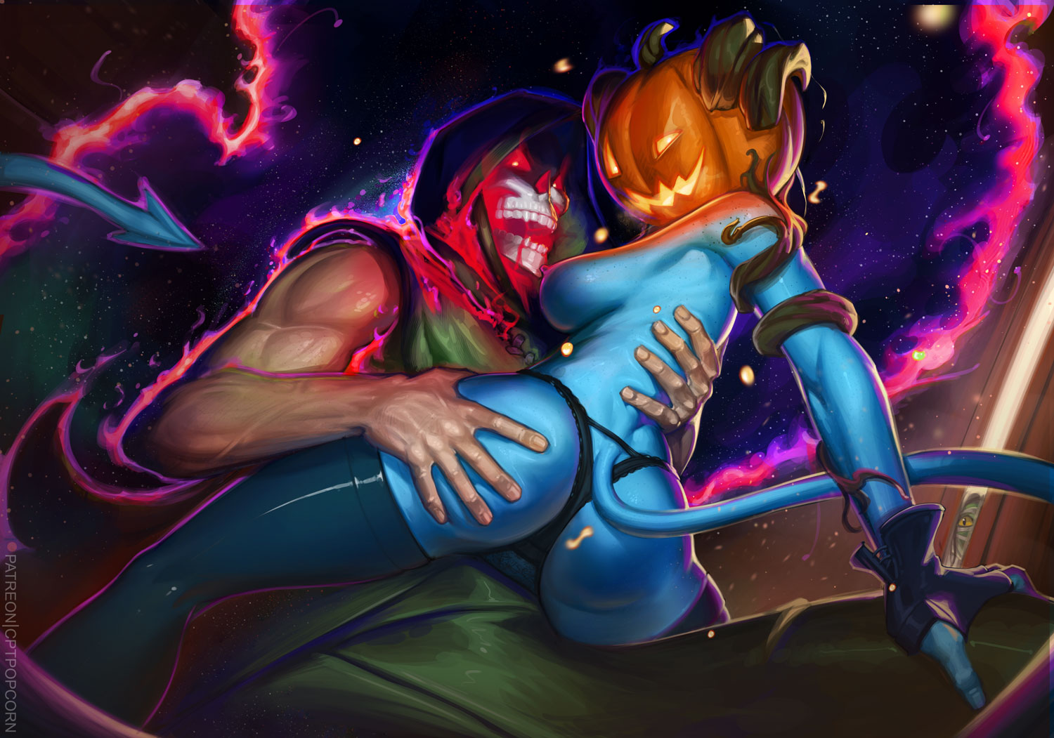 blue hair, blue skin, cleric, cptpopcorn, critical role, critical role: the mighty nein, demon, dungeons and dragons, female, humanoid, jester lavorre, male, tagme, tiefling
