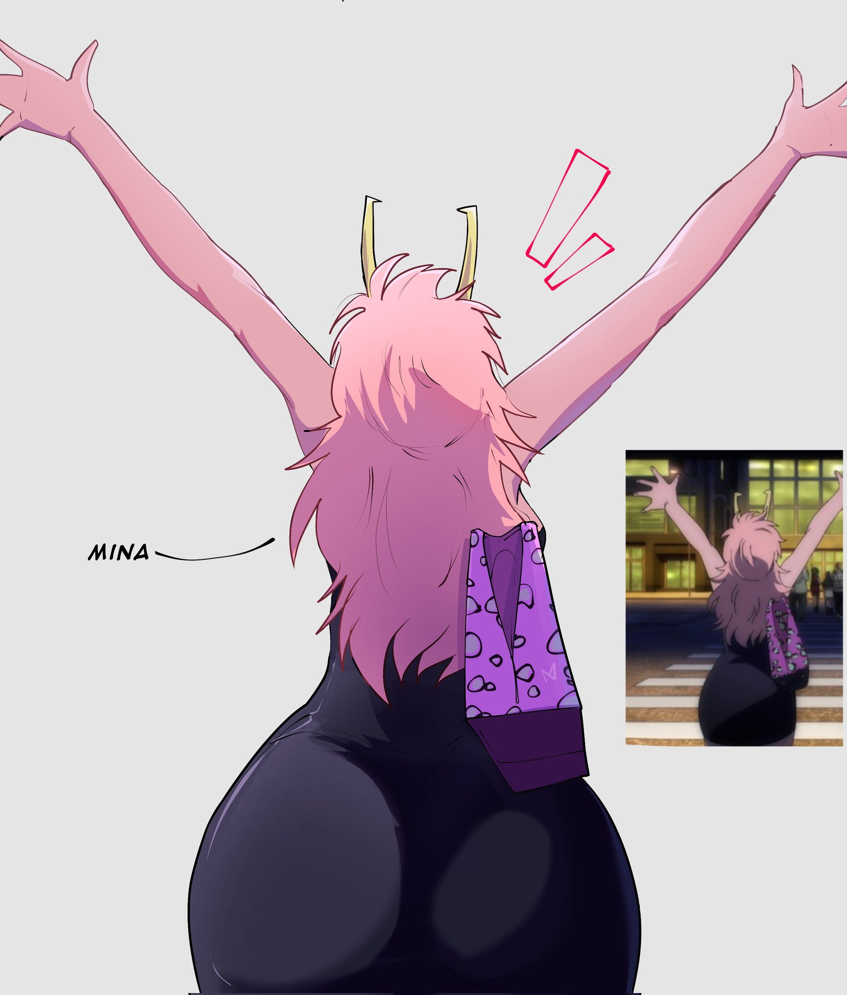 1girls, arms up, ashido mina, ashido mina time-skip, ass, ass bigger than head, ass bigger than torso, ass focus, ass in dress, ass of the gods, big ass, boku no hero academia, boku no hero academia (finale), bottom heavy, bubble butt, dress, dumptruck ass, fat ass, female, female only, gluteal fold, handbag, horns, huge ass, large ass, majestic ass, massive ass, miledrws, milf, mina ashido, mina ashido curvy (meme), mina ashido time-skip, my hero academia, my hero academia (finale), pink hair, pink skin, png, post-timeskip, rear view, solo, spankable ass, thick ass, thick thighs, thunder thighs, wide hips