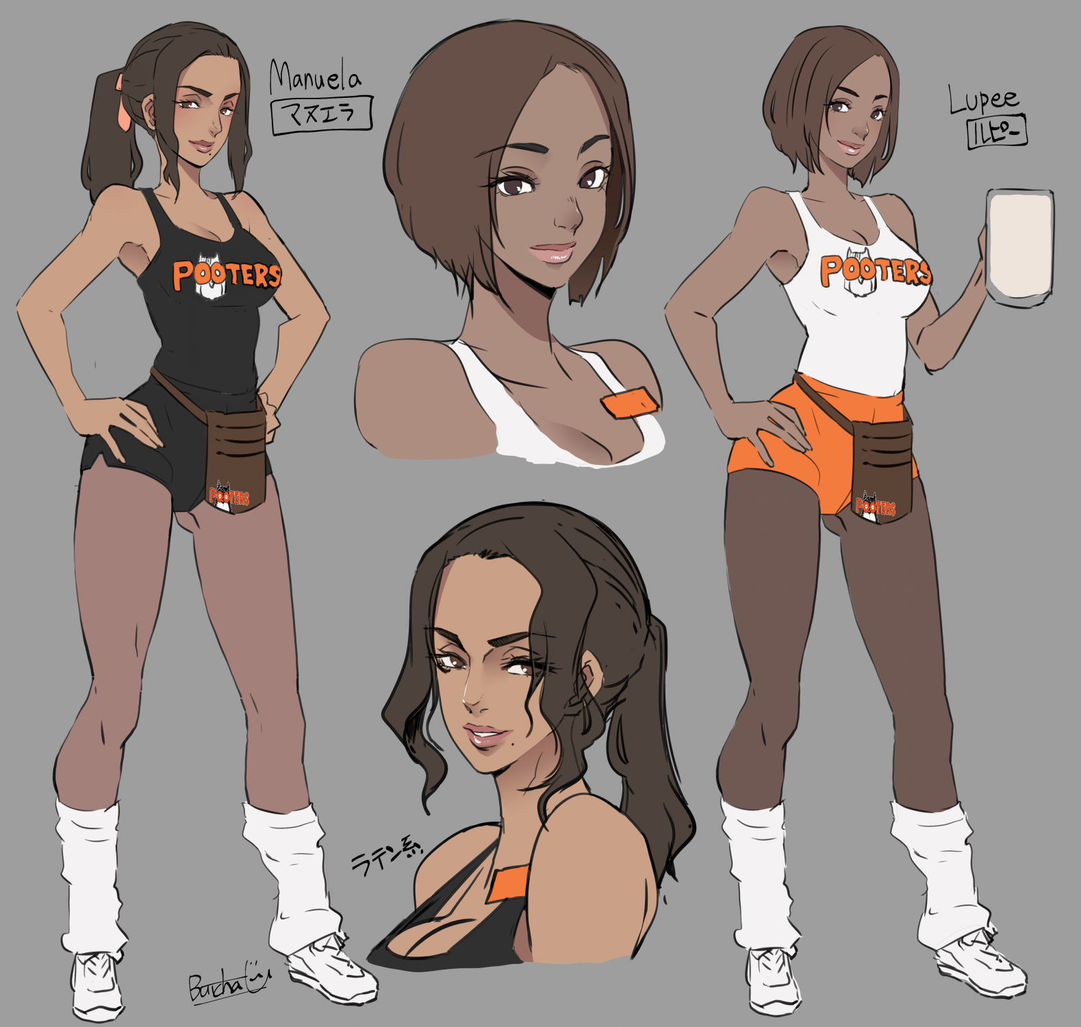 1girls, big breasts, breasts, brown body, brown skin, brown-skinned female, bust, busty, butcha-u, chest, cleavage, curvaceous, curvy, curvy figure, cute, cute face, dark skin, dark-skinned female, digital drawing (artwork), digital media (artwork), eyebrows, eyelashes, eyes, female, female focus, female only, hair, hips, hooters, hooters (parody), hooters uniform, hourglass figure, huge breasts, human, large breasts, legs, light skin, light-skinned female, lips, pooters, slim, slim waist, thick, thick legs, thick thighs, thighs, top heavy, uniform, upper body, voluptuous, voluptuous female, waist, wide hips