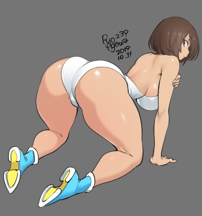 1girls, all fours, ass, big ass, big breasts, breasts, cleavage, female, female only, large breasts, looking at viewer, looking back, presenting, presenting hindquarters, ryo agawa, solo